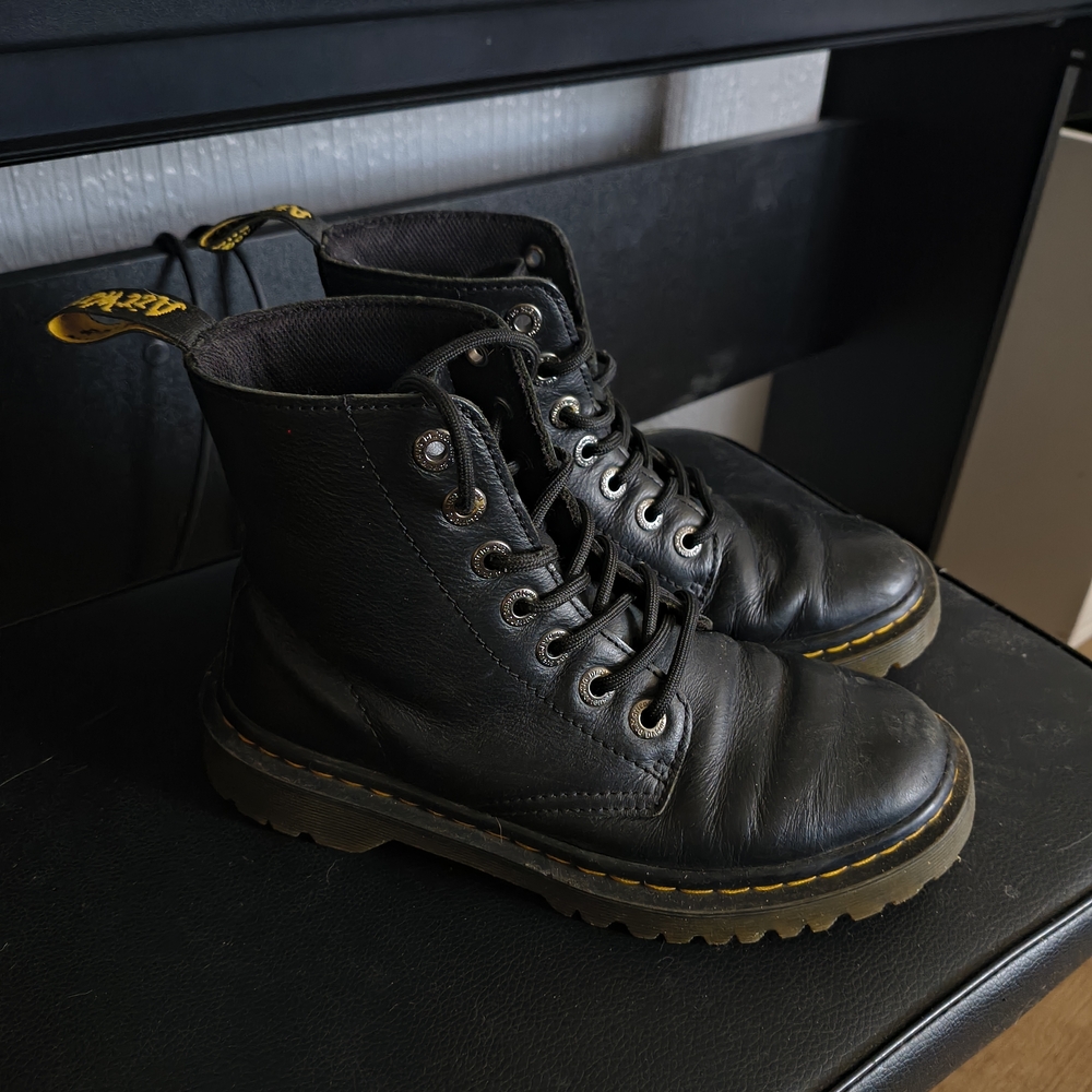 Dr. Martens Black Leather Combat Boots - Picture 2 of 6